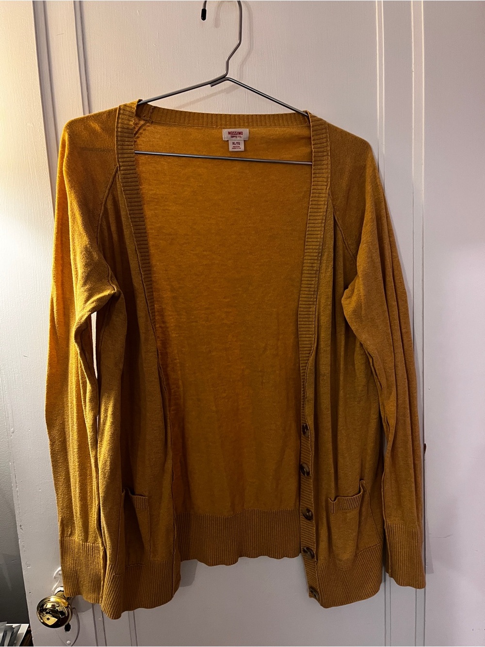 Mossimo Supply Co. Mustard Open-Front Button Cardigan